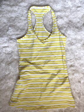 Lululemon Cool Yellow & White Striped Racerback Tank